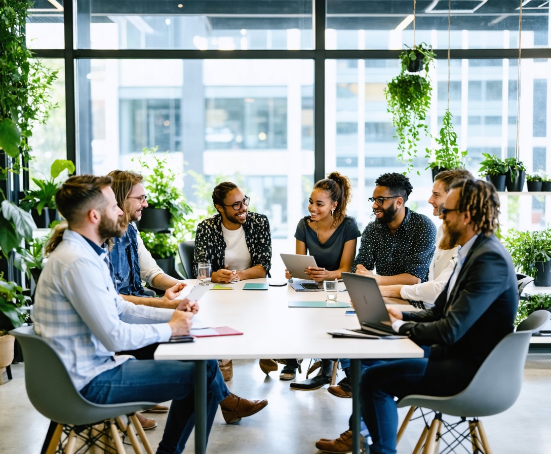 Группа медицинских экспертов и специалистов по ИИ на стратегической встрече в офисе Остина